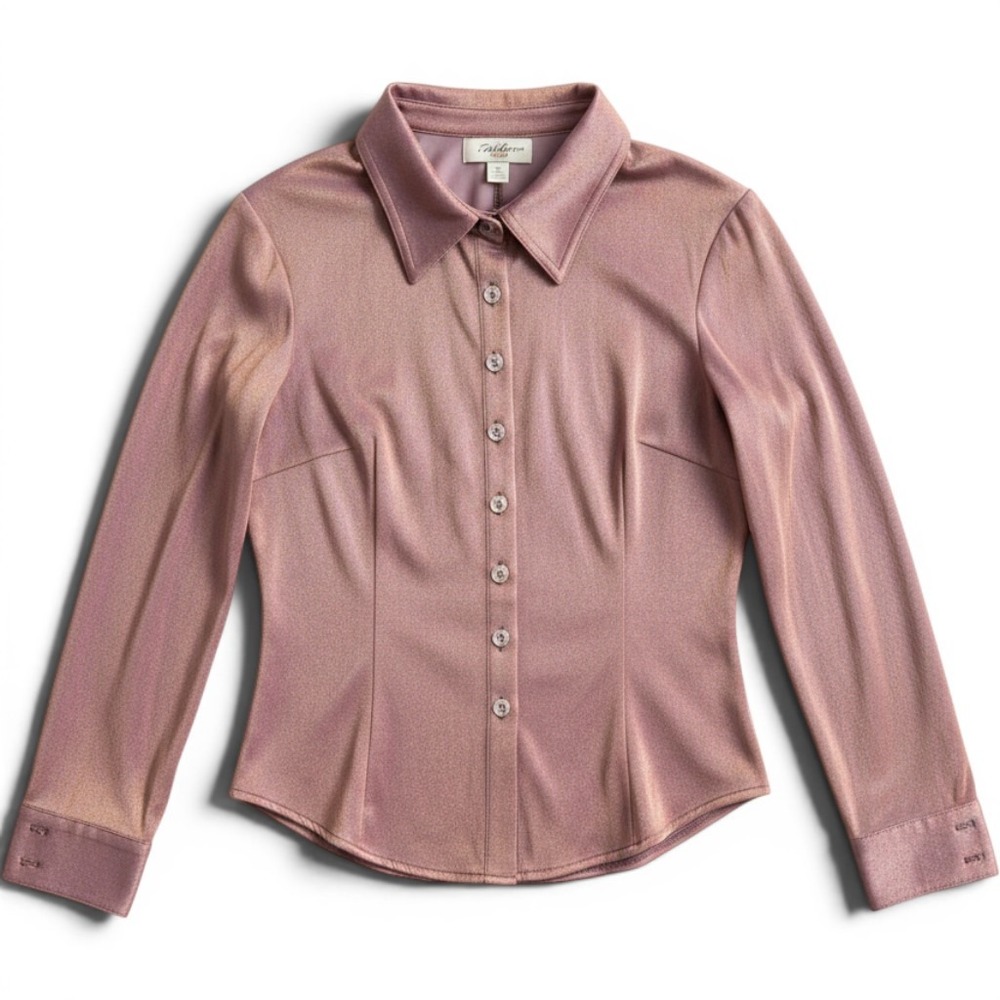bebe Long Sleeve Button Down Wms 6 Purple Bronze Iridescent Shimmer Y2K Blouse